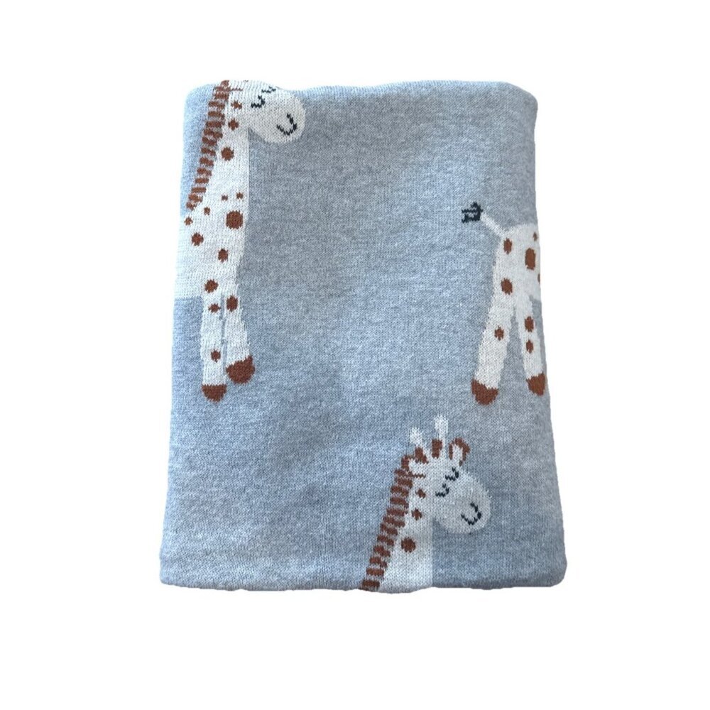 Cotton Knit Beige Giraffe Baby Blanket Throw 30"x40" Universal Knitwear India